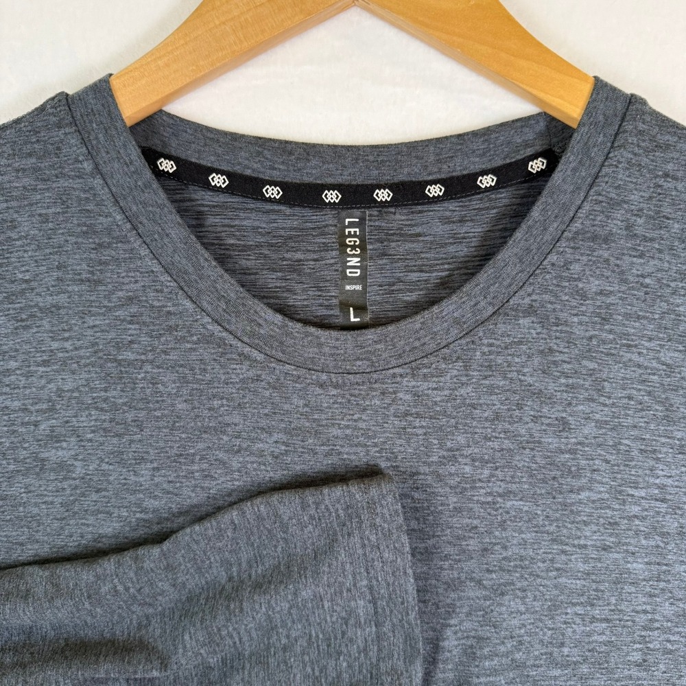 LEG3ND Inspire Mens Large Charcoal Grey Heathered Long Sleeve Performance Shirt